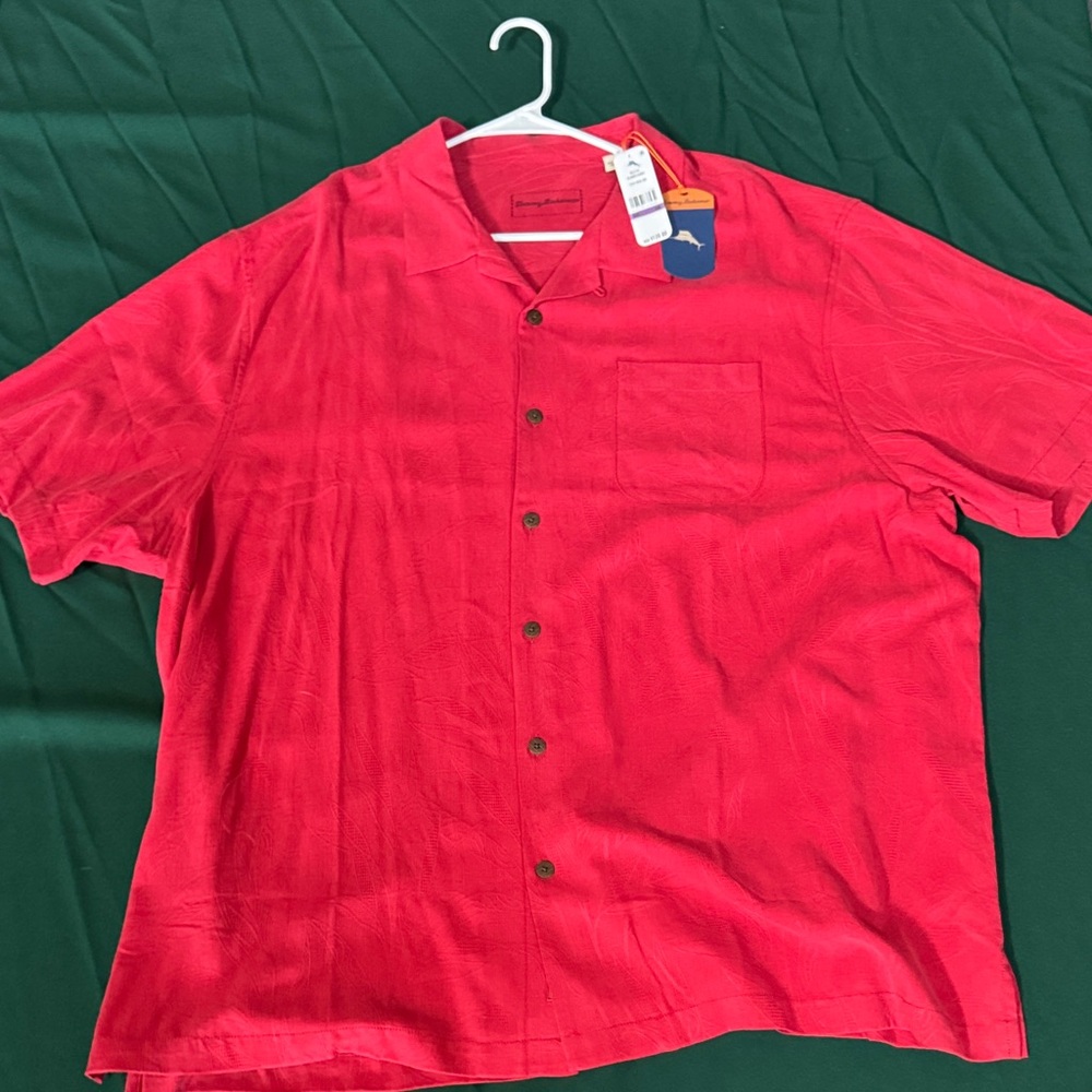NWT Tommy Bahama Patterned 2XB Red Hawaiian Button Down Big & Tall